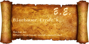 Bierbauer Ernák névjegykártya